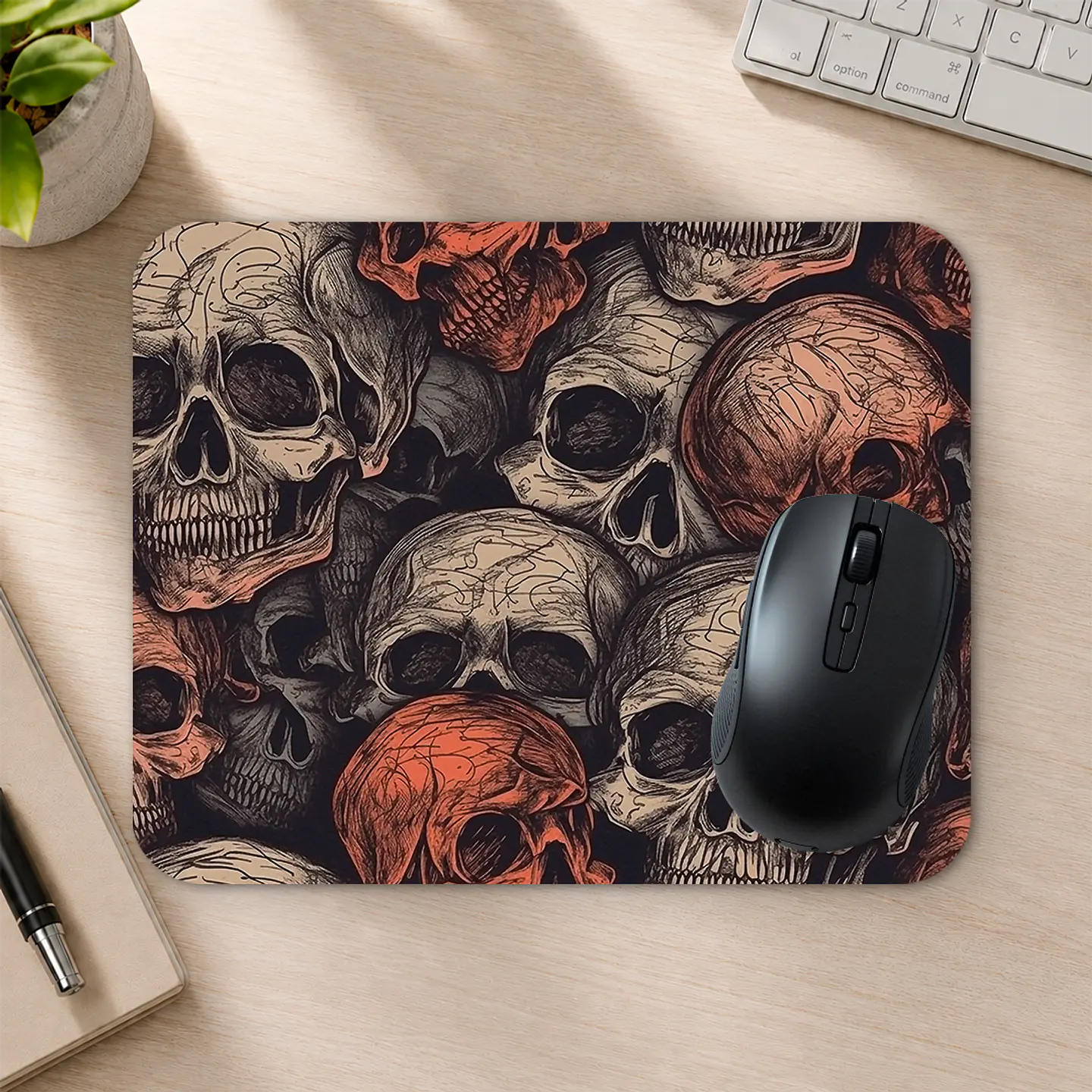 Mousepad 20x24 cm - Diseño Calaveras Rojas Vintage 2