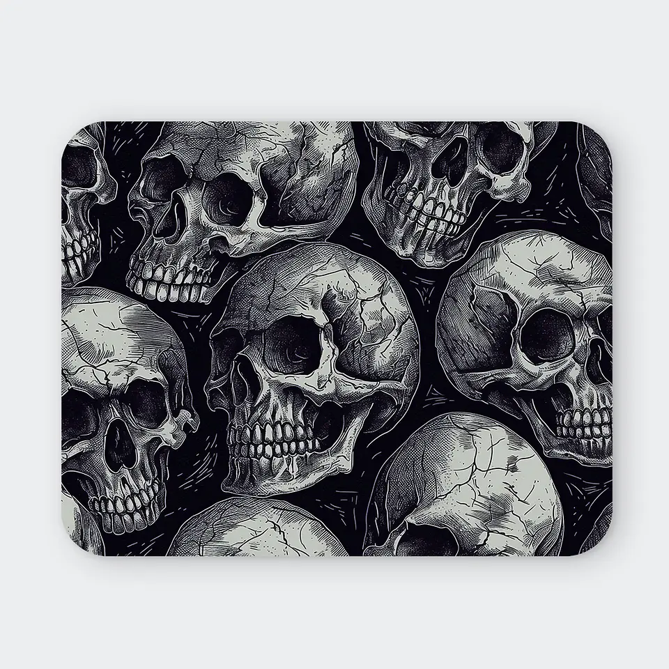 Mousepad 20x24 cm - Diseño Calaveras Blanco y Negro 1
