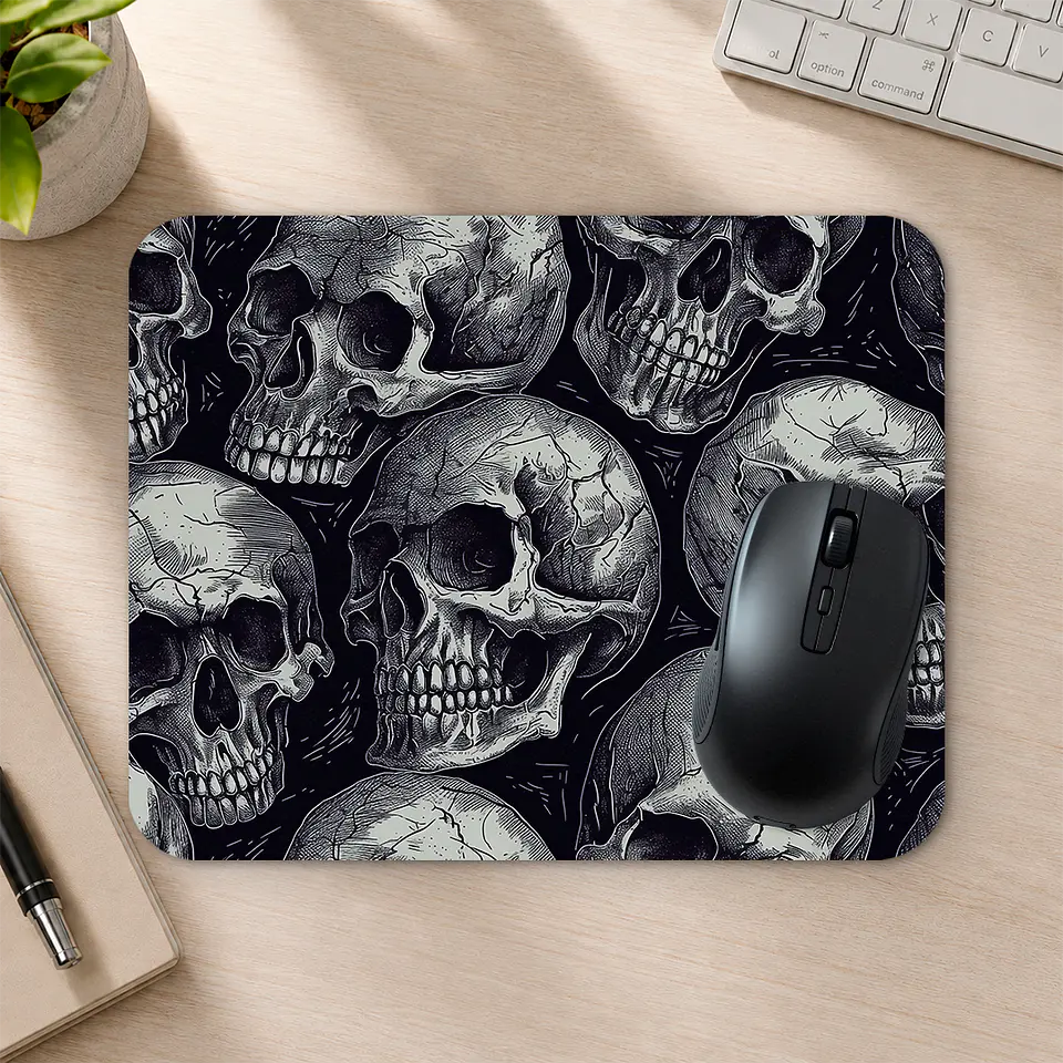Mousepad 20x24 cm - Diseño Calaveras Blanco y Negro 2