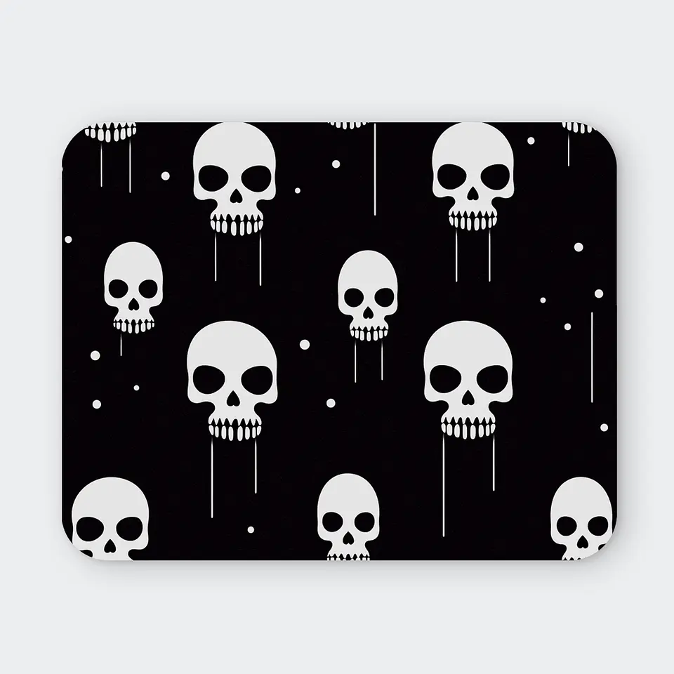 Mousepad 20x24 cm - Diseño Calaveras Minimal Blanco y Negro 1