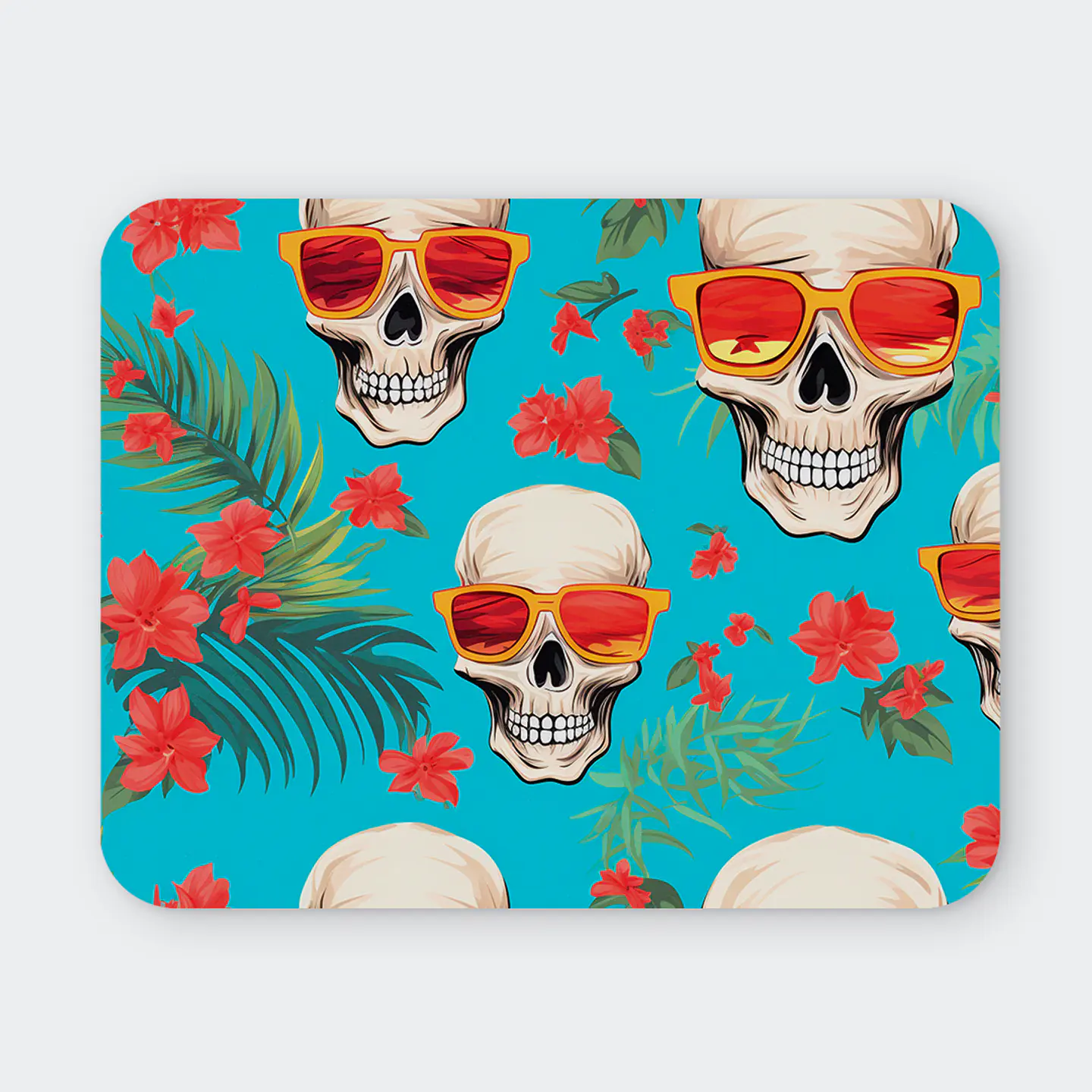 Mousepad 20x24 cm - Diseño Calaveras Tropicales con Lentes 1