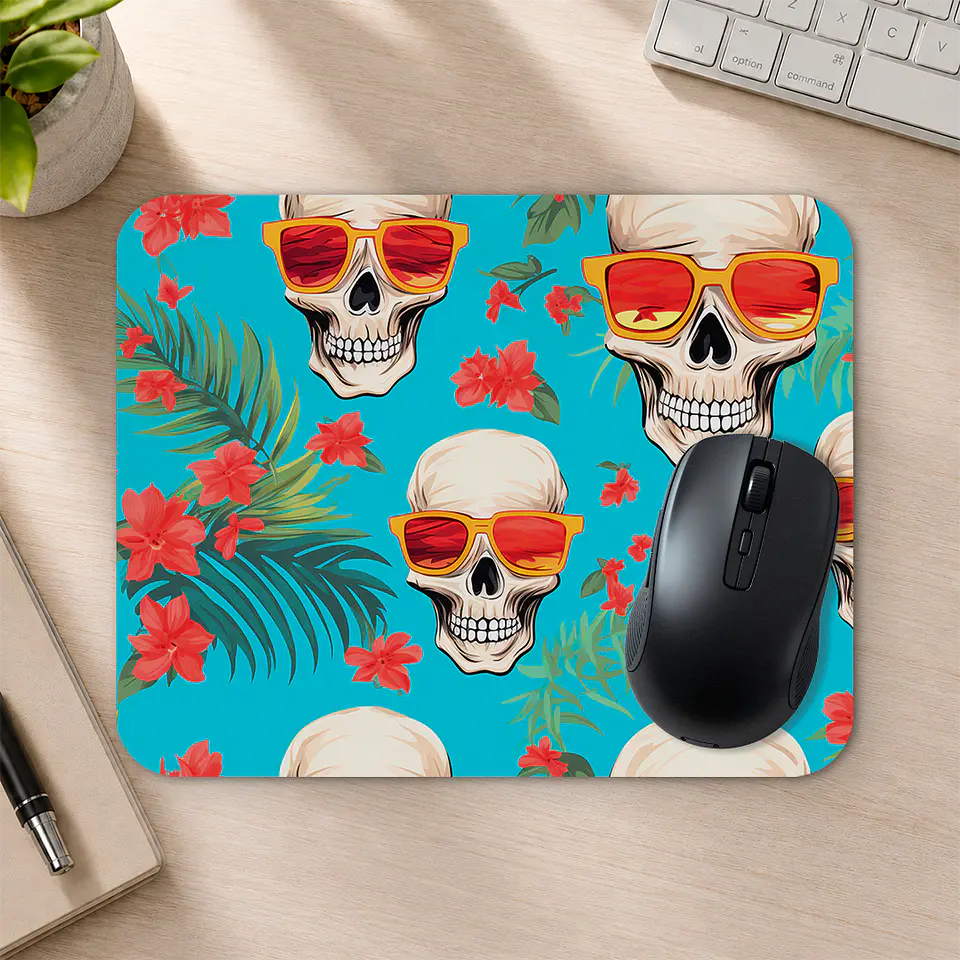 Mousepad 20x24 cm - Diseño Calaveras Tropicales con Lentes 2