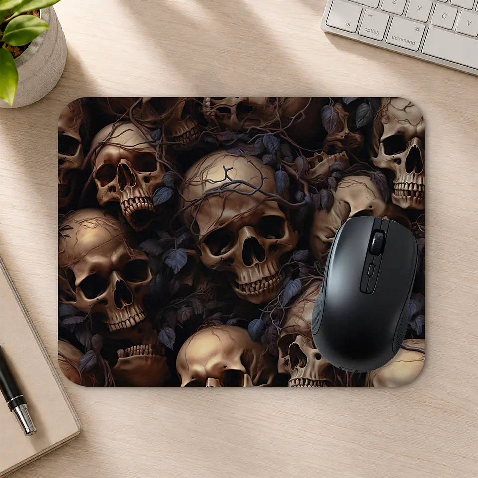 Mousepad 20x24 cm - Diseño Calaveras con Enredaderas 2