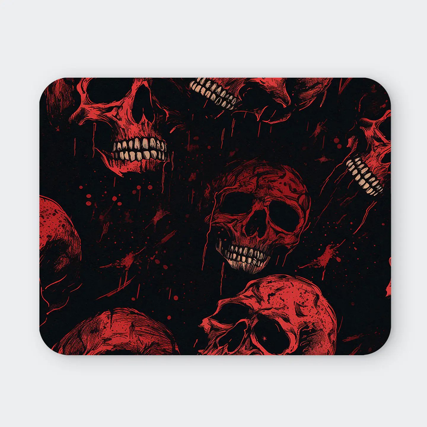 Mousepad 20x24 cm - Diseño Calaveras Rojas sobre Fondo Negro 1