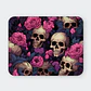 Mousepad 20x24 cm - Diseño Calaveras con Rosas Rosadas y Hojas Azules - Miniatura 1