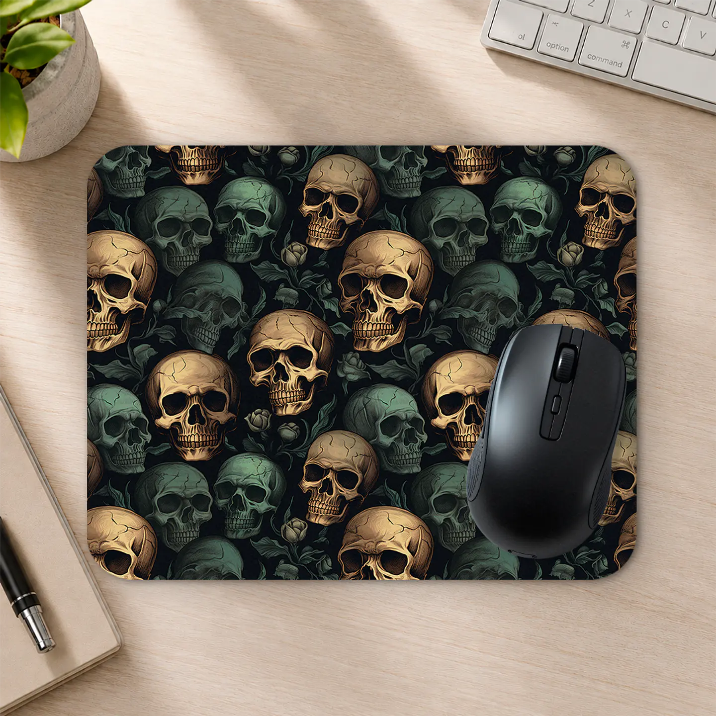 Mousepad 20x24 cm - Diseño Calaveras Verdes Vintage 2
