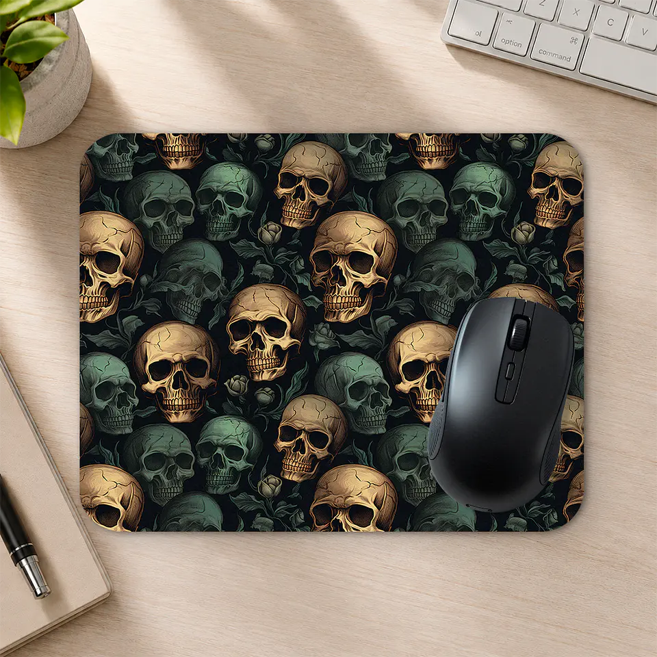 Mousepad 20x24 cm - Diseño Calaveras Verdes Vintage 2