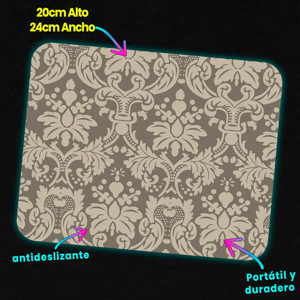 Mousepad 20x24 cm - Diseño Ornamental Beige Vintage 3
