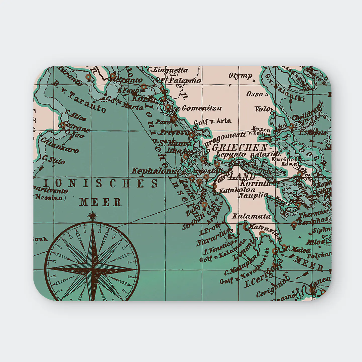 Mousepad 20x24 cm - Diseño Mapa Vintage Turquesa 1