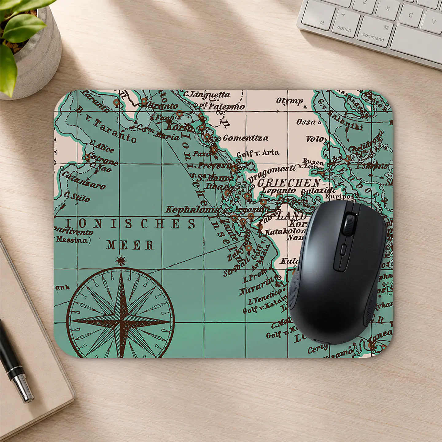 Mousepad 20x24 cm - Diseño Mapa Vintage Turquesa 2