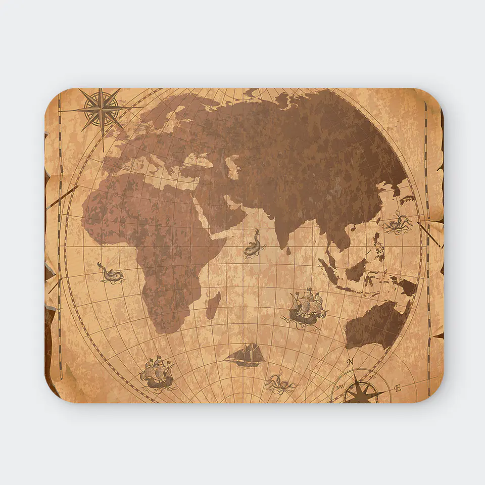 Mousepad 20x24 cm - Diseño Mapa Antiguo Sepia 1