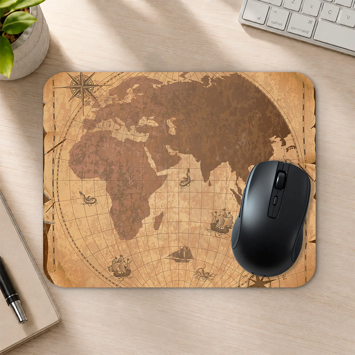 Mousepad 20x24 cm - Diseño Mapa Antiguo Sepia 2