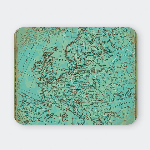 Mousepad 20x24 cm - Diseño Mapa Antiguo Europa Turquesa