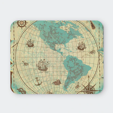 Mousepad 20x24 cm - Diseño Mapa Antiguo América Turquesa