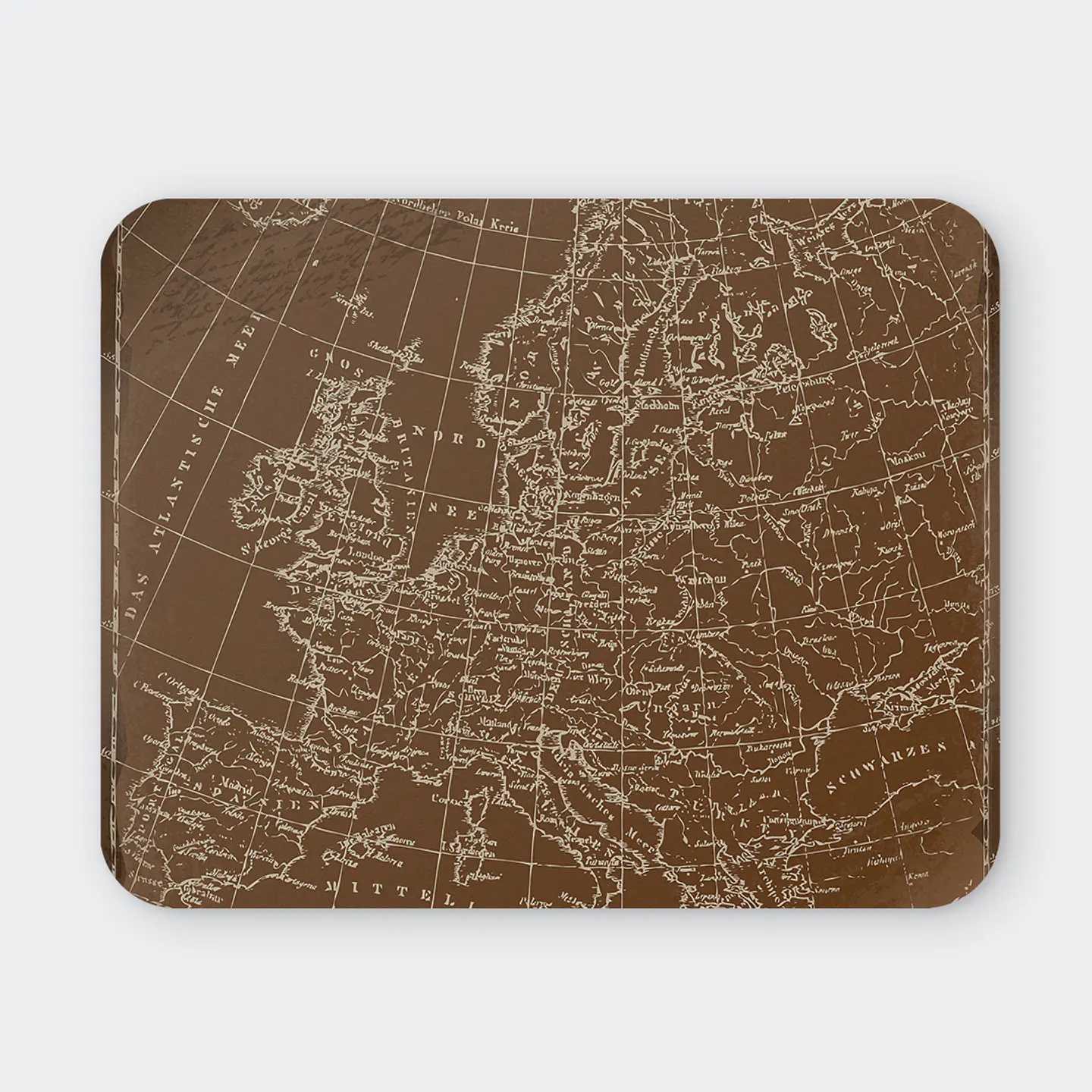 Mousepad 20x24 cm - Diseño Mapa Antiguo Europa Café 1