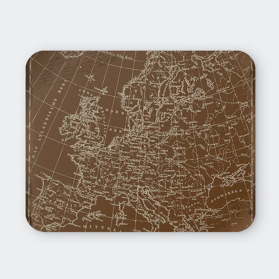 Mousepad 20x24 cm - Diseño Mapa Antiguo Europa Café 1