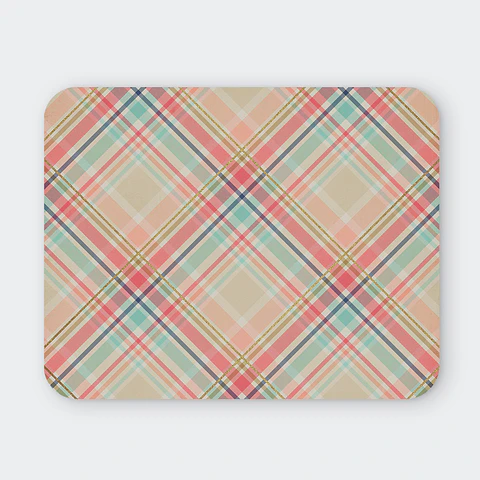 Mousepad 20x24 cm - Diseño Cuadrillé Pastel Rosa y Turquesa