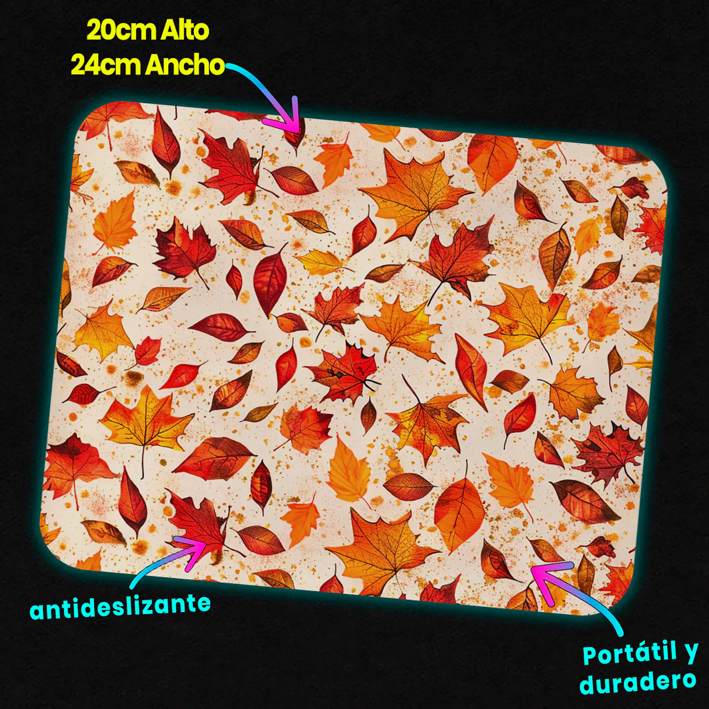 Mousepad 20x24 cm - Diseño Hojas de Otoño Acuarela 3
