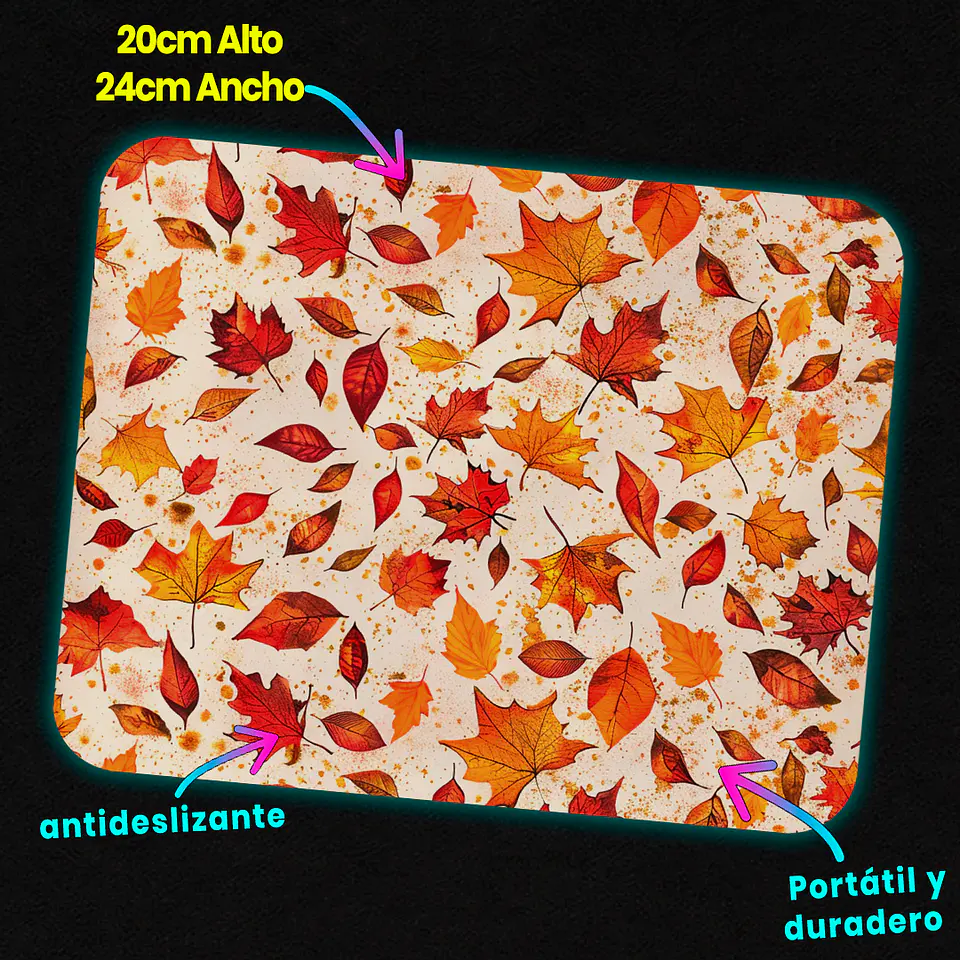 Mousepad 20x24 cm - Diseño Hojas de Otoño Acuarela 3