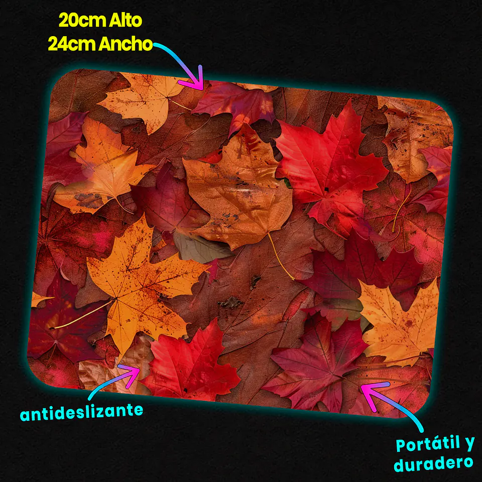 Mousepad 20x24 cm - Diseño Hojas de Otoño Realistas 3