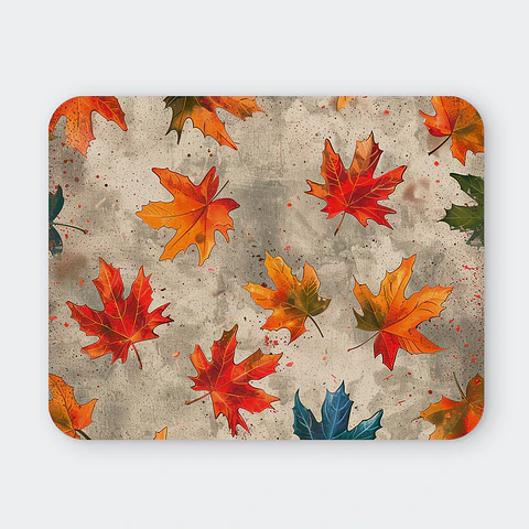Mousepad 20x24 cm - Diseño Hojas de Otoño sobre Fondo Gris
