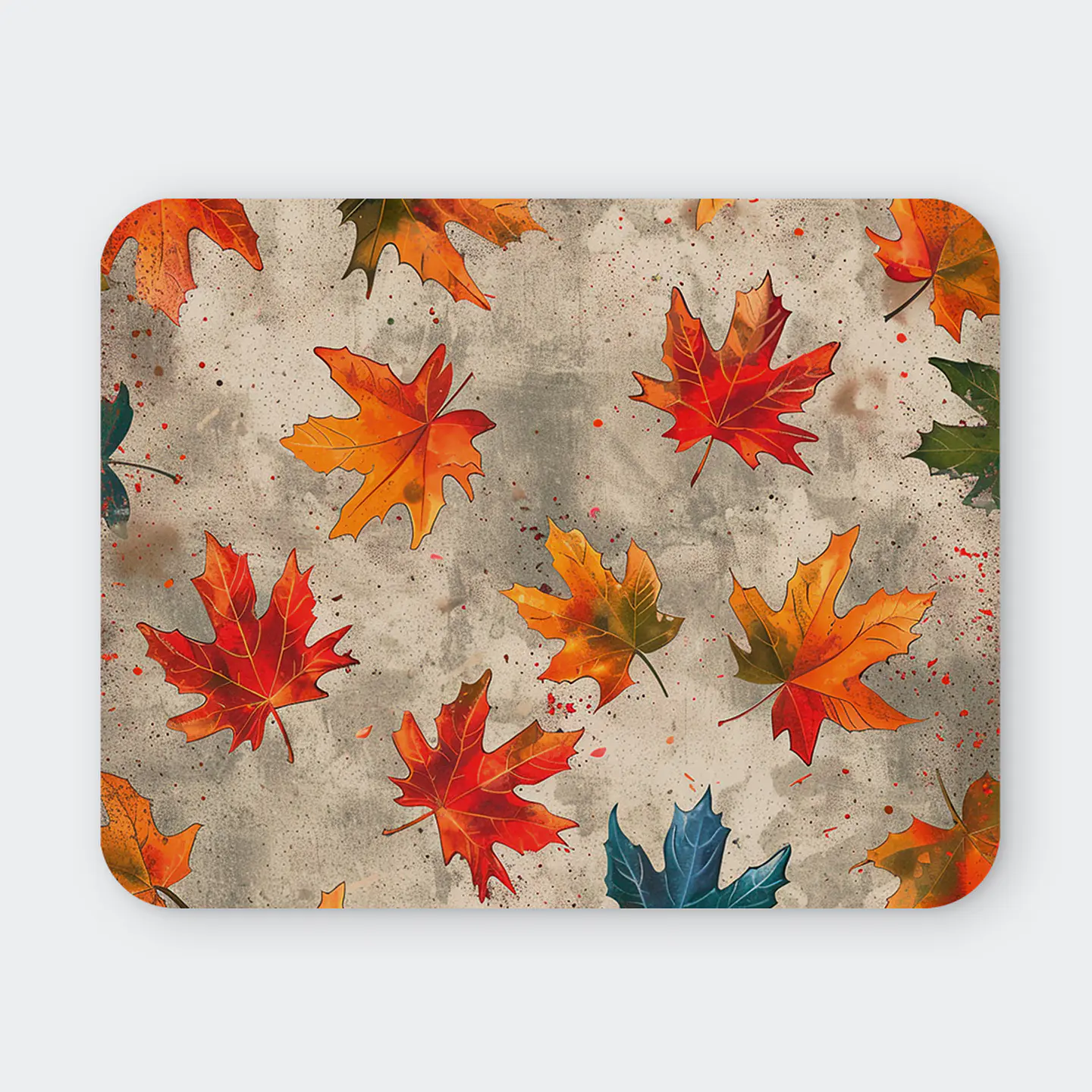 Mousepad 20x24 cm - Diseño Hojas de Otoño sobre Fondo Gris 1