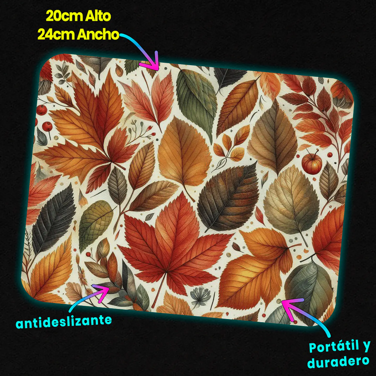 Mousepad 20x24 cm - Diseño Hojas de Otoño Botánicas 3