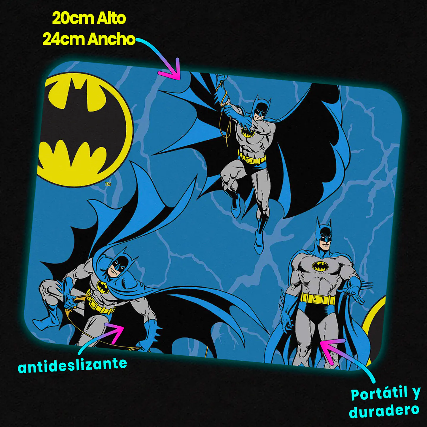 Mousepad 20x24 cm - Diseño Batman Clásico Azul 3