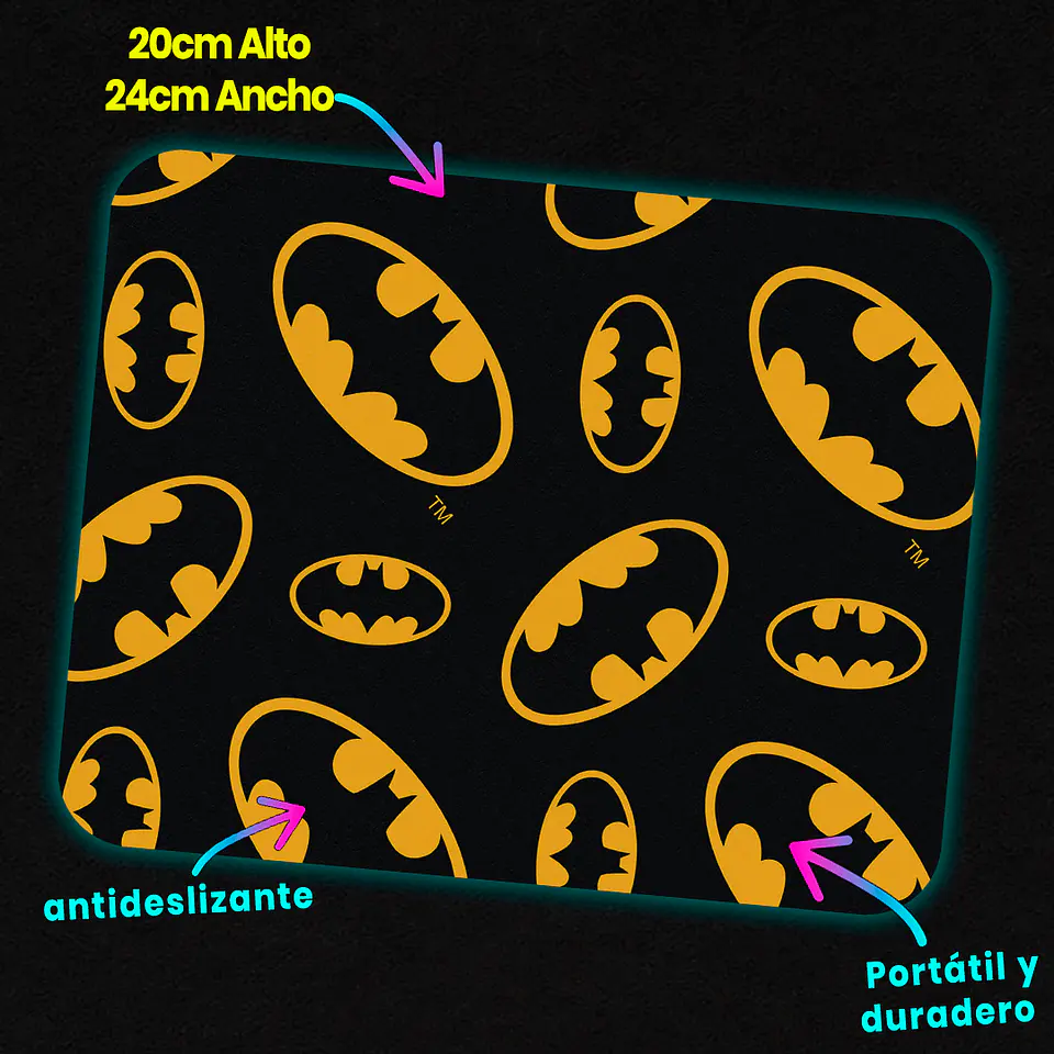 Mousepad 20x24 cm - Diseño Logo Batman Negro y Amarillo 3