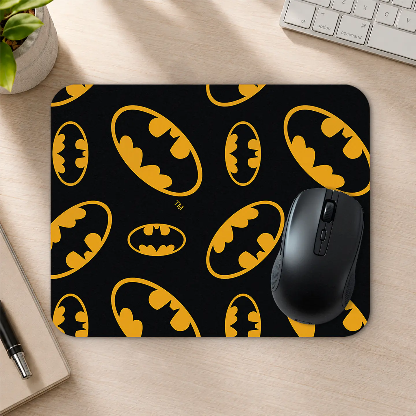 Mousepad 20x24 cm - Diseño Logo Batman Negro y Amarillo 2