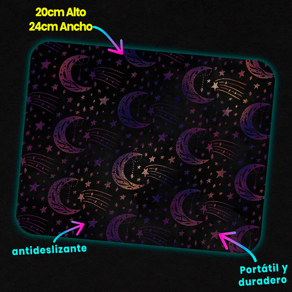 Mousepad 20x24 cm - Diseño Lunas y Estrellas Galácticas 3