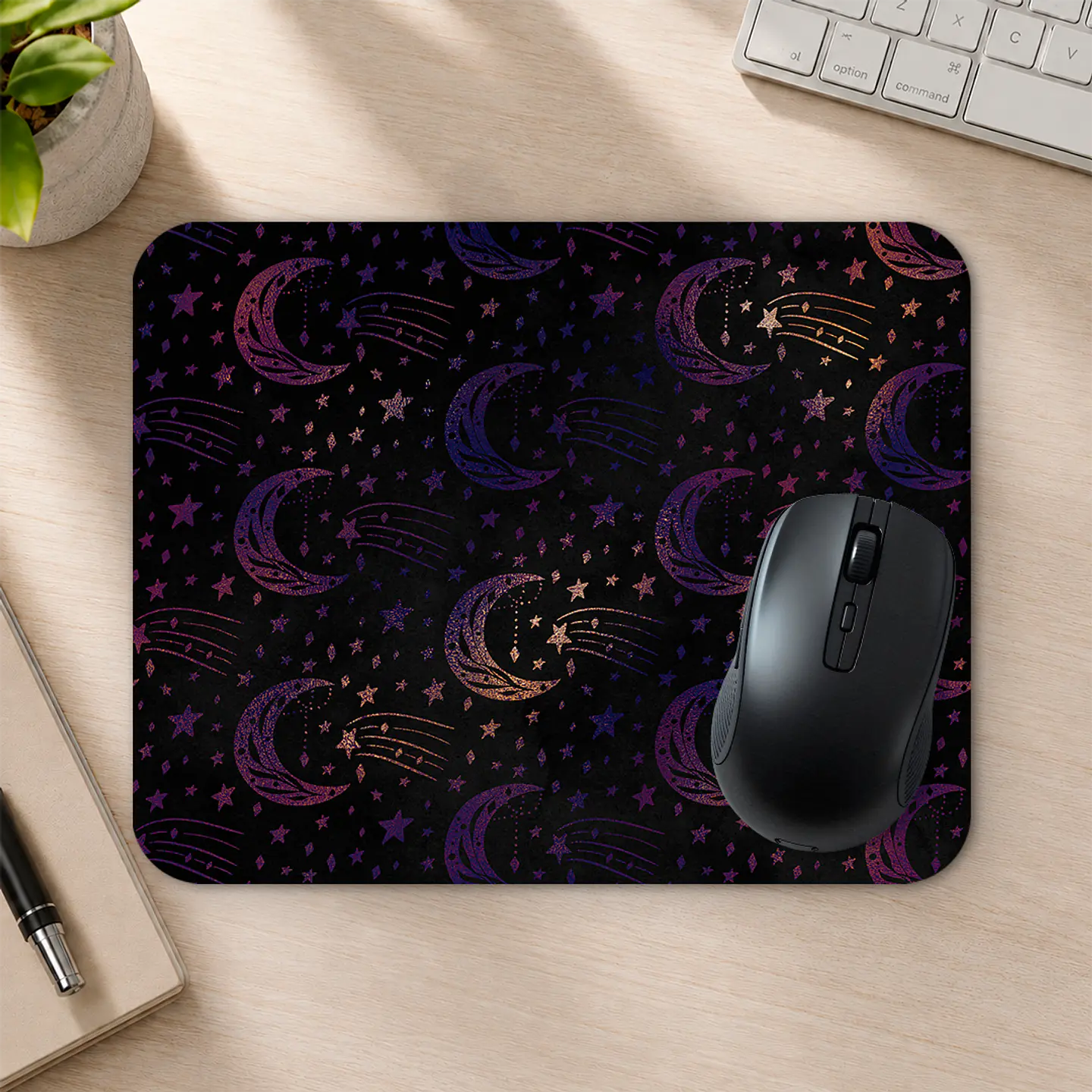 Mousepad 20x24 cm - Diseño Lunas y Estrellas Galácticas 2