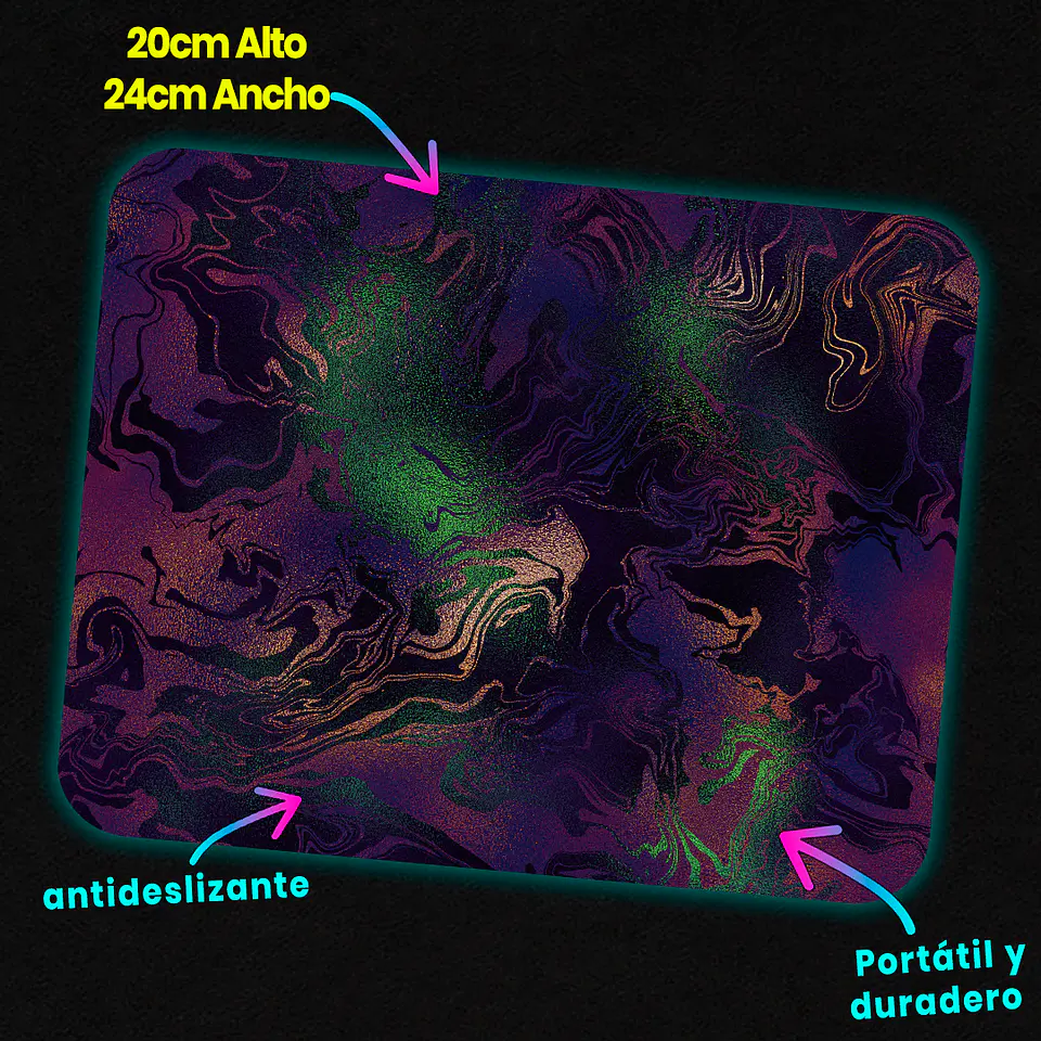 Mousepad 20x24 cm - Diseño Abstracto Galaxia Morada 3