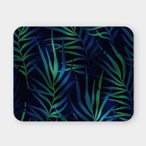 Mousepad 20x24 cm - Diseño Hojas Tropicales Azul y Verde