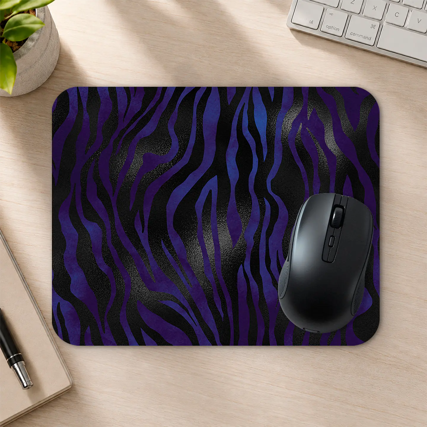 Mousepad 20x24 cm - Diseño Animal Print Cebra Morado y Azul 2