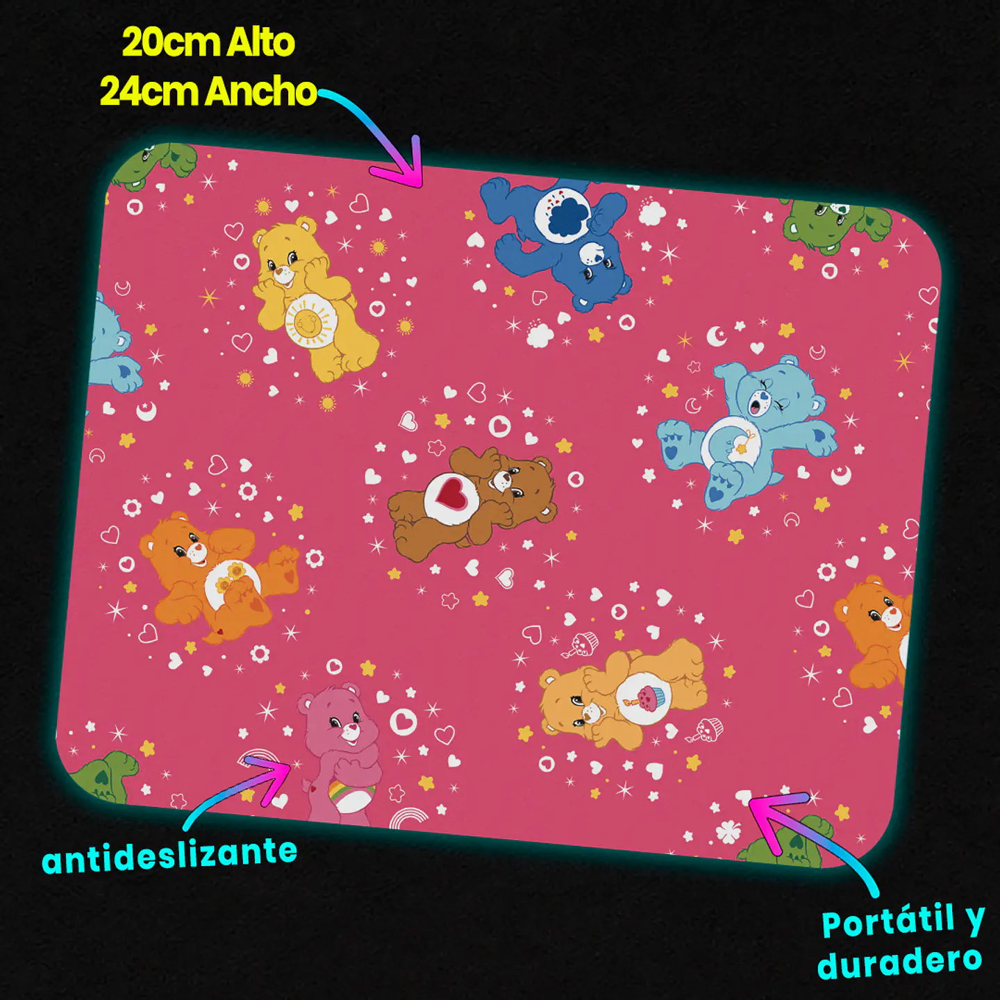 Mousepad 20x24 cm - Diseño Ositos Cariñositos Fondo Rosado 3