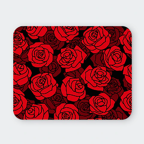 Mousepad 20x24 cm - Diseño Rosas Rojas sobre Fondo Negro