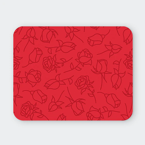 Mousepad 20x24 cm - Diseño Rosas Lineales Fondo Rojo