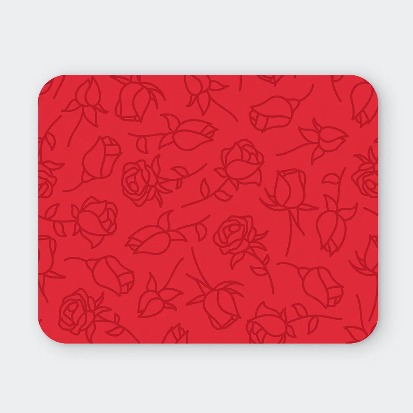 Mousepad 20x24 cm - Diseño Rosas Lineales Fondo Rojo 1