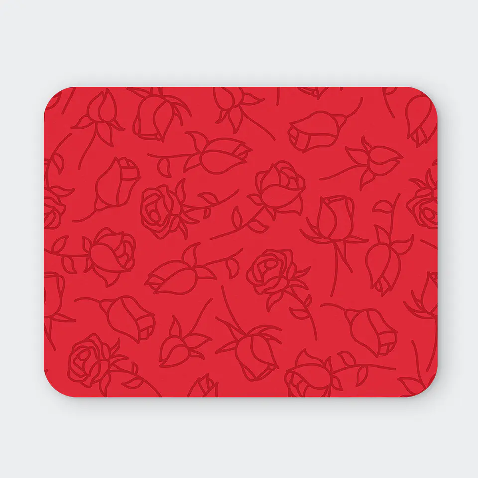 Mousepad 20x24 cm - Diseño Rosas Lineales Fondo Rojo 1
