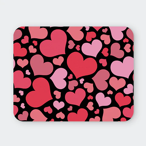 Mousepad 20x24 cm - Diseño Corazones Rosados sobre Fondo Negro