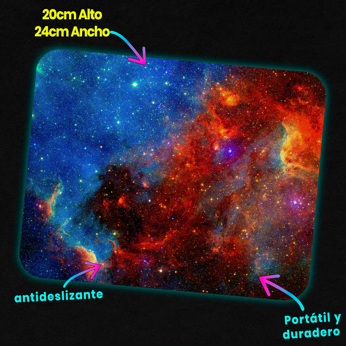 Mousepad 20x24 cm - Diseño Nebulosa Galáctica Azul y Roja 3