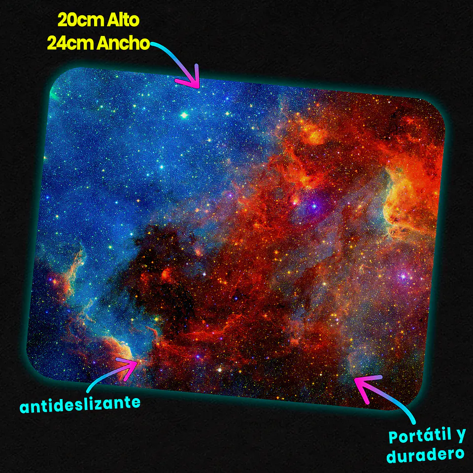 Mousepad 20x24 cm - Diseño Nebulosa Galáctica Azul y Roja 3