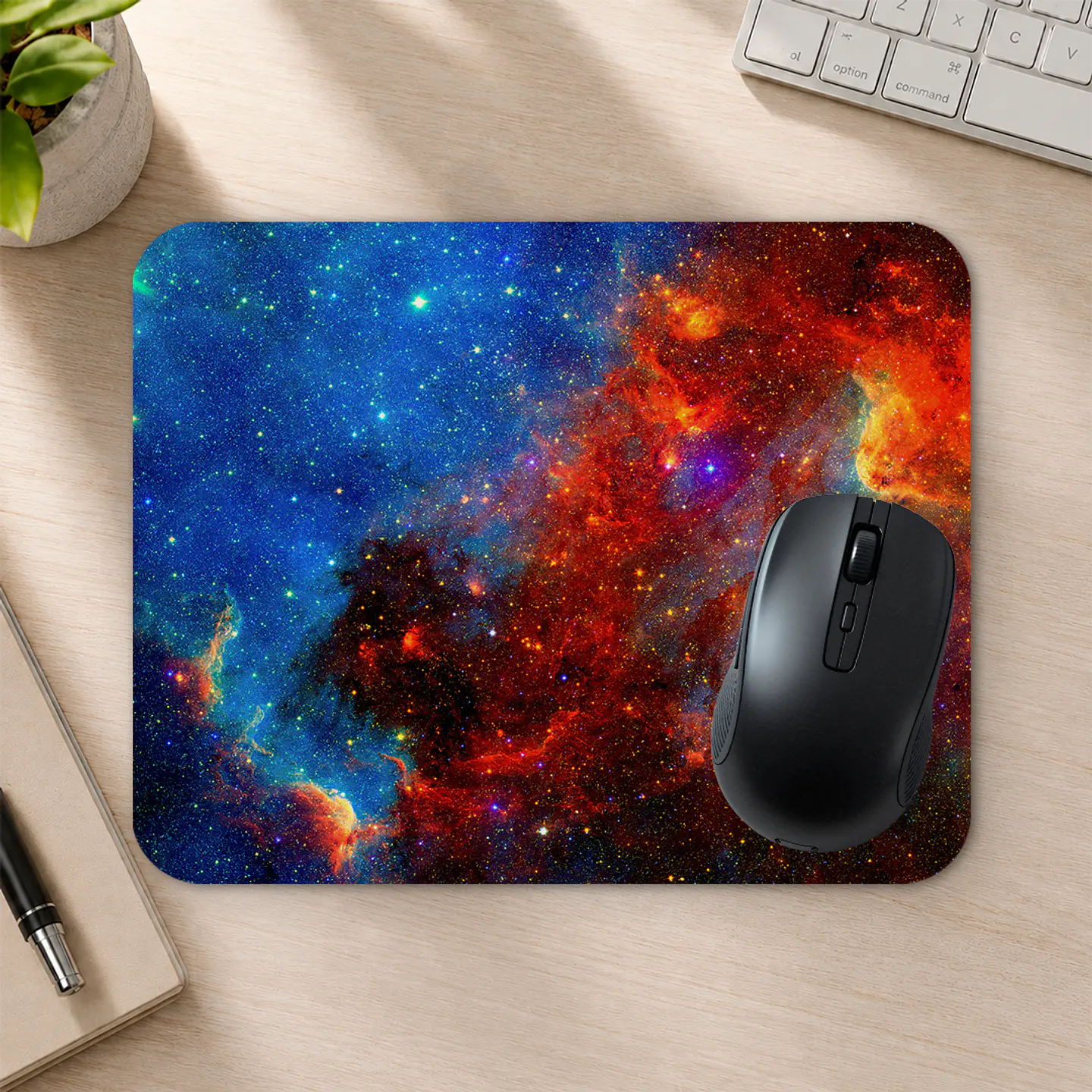 Mousepad 20x24 cm - Diseño Nebulosa Galáctica Azul y Roja 2