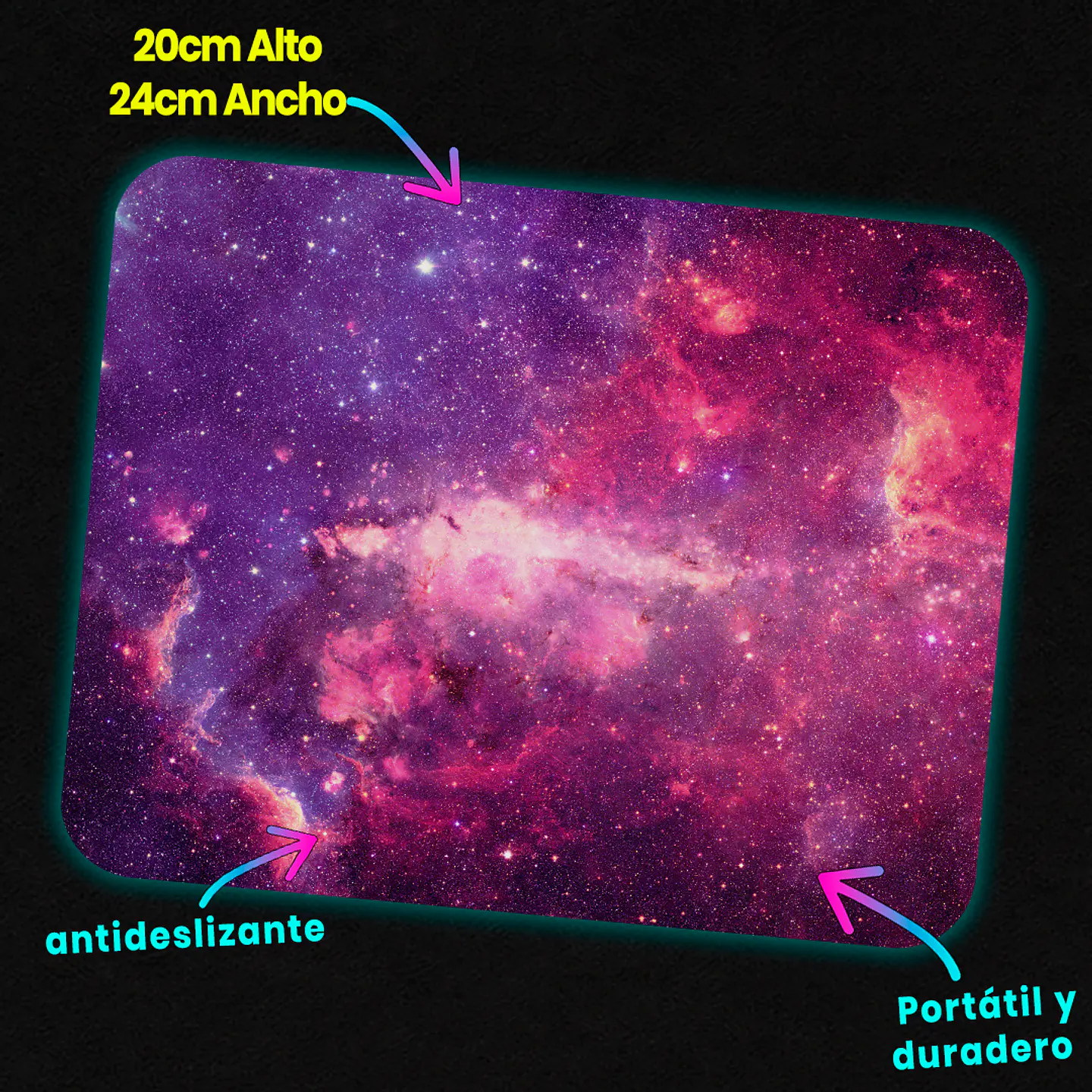 Mousepad 20x24 cm - Diseño Nebulosa Galáctica Morada y Rosada 3