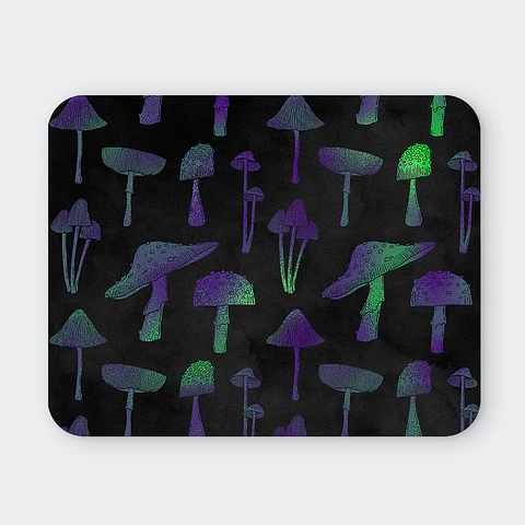 Mousepad 20x24 cm - Diseño Hongos Mágicos Morado y Verde