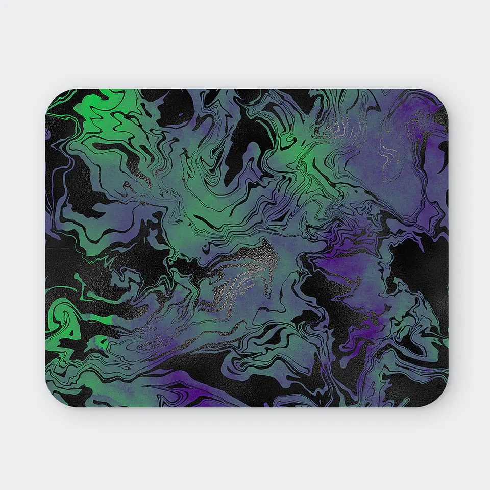 Mousepad 20x24 cm - Diseño Abstracto Mármol Verde y Morado 1