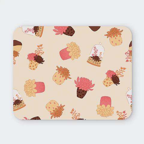 Mousepad 20x24 cm - Diseño Suculentas y Maceteros Pastel