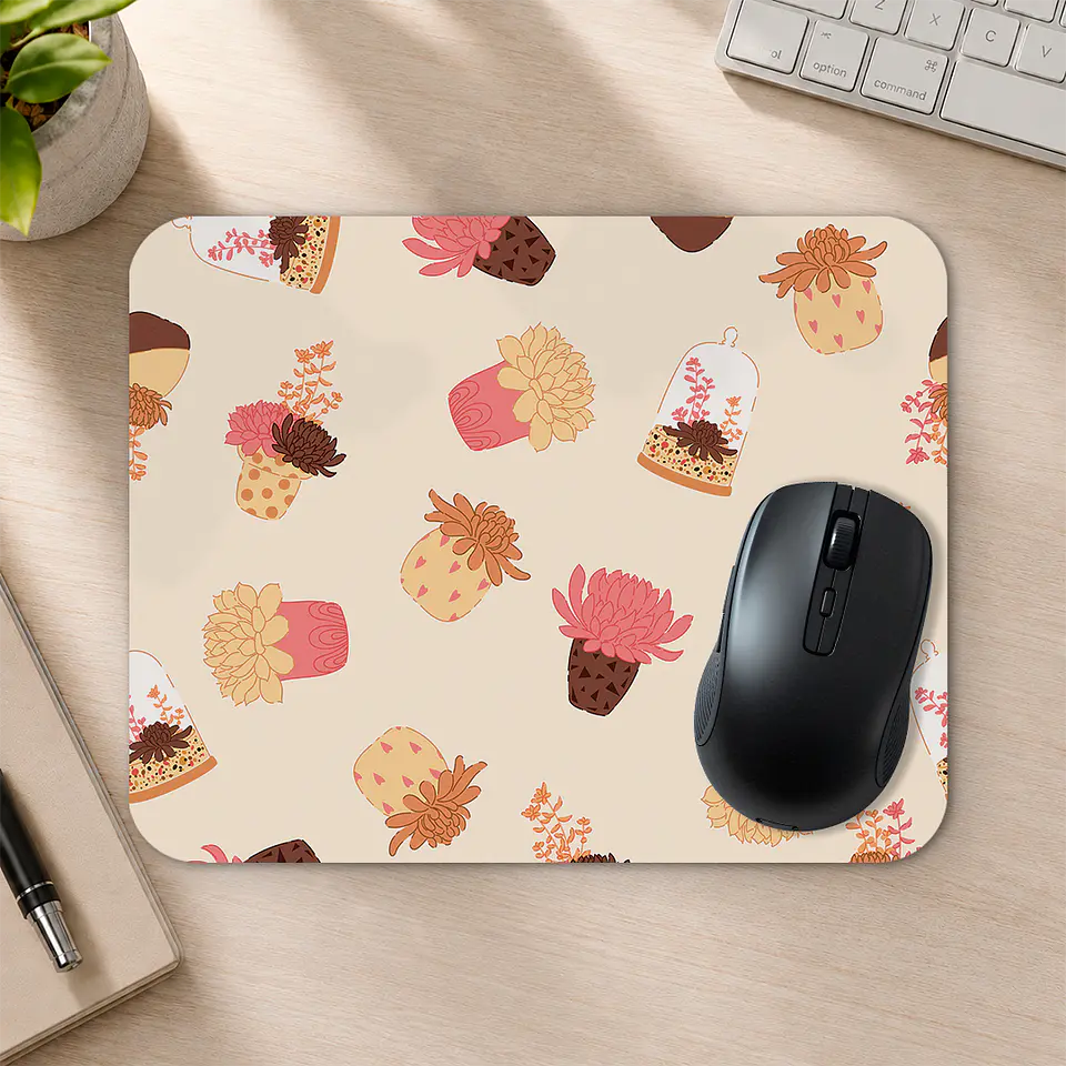 Mousepad 20x24 cm - Diseño Suculentas y Maceteros Pastel 2
