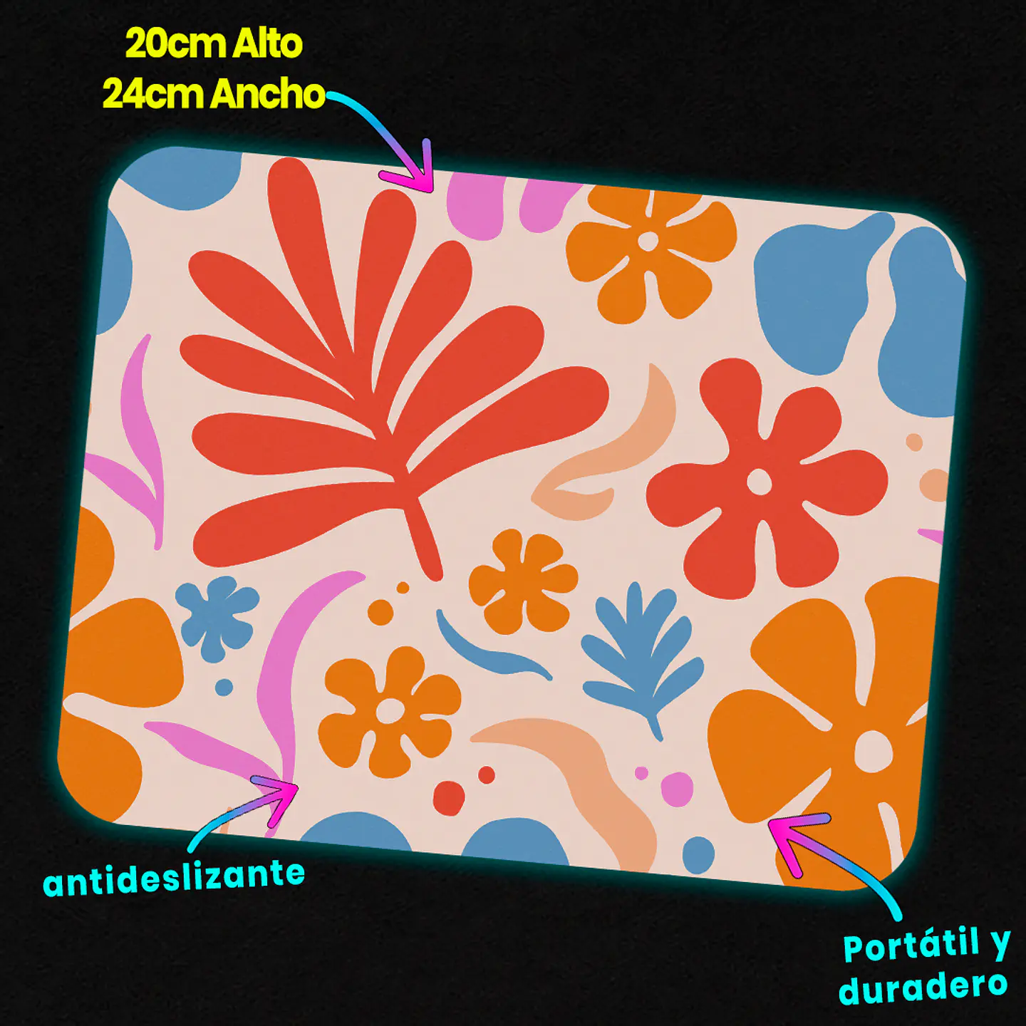 Mousepad 20x24 cm - Diseño Flores Abstractas Coloridas 3